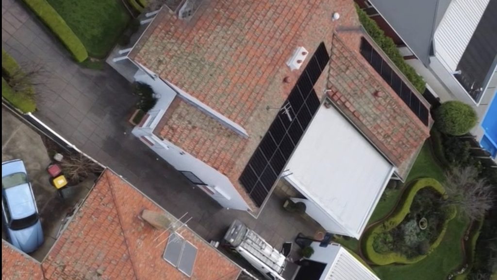 Aerial view of an 11.27kW solar system installed by LAMM Solar + Electrical at Lockleys, South Australia